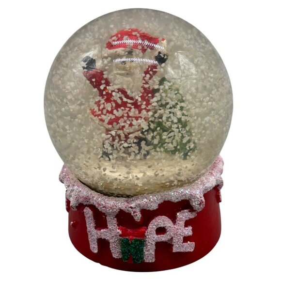 Christmas Santa Snow Globe With HOPE Base Glitter Accents & Christmas Tree READ - Picture 1 of 7